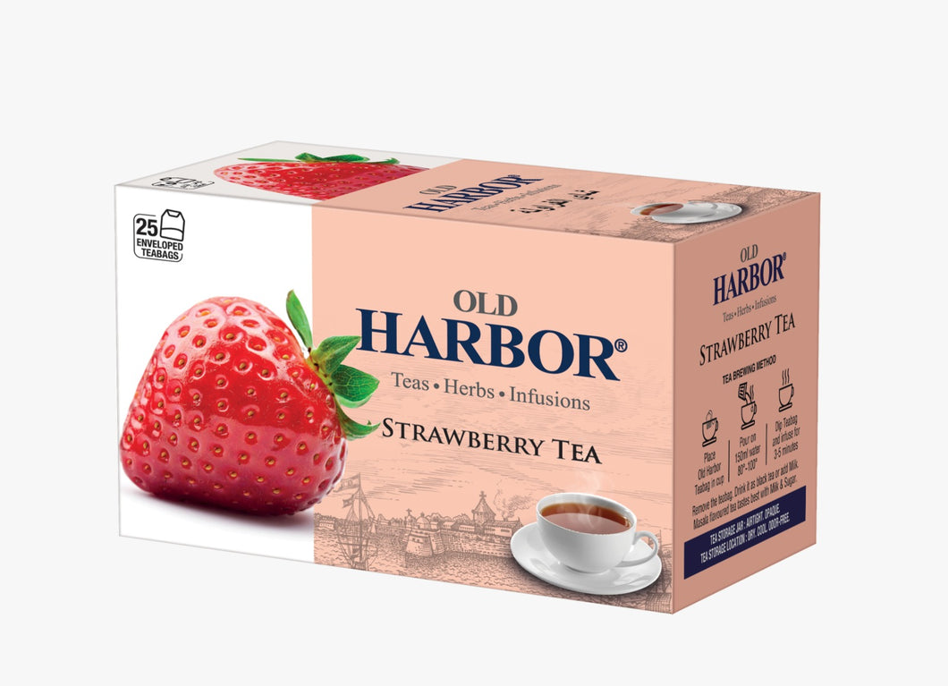 Old Harbor Strawberry Black Tea 25 teabags with sachet 100% Natural I Immunity Boosting Sampler Pack | non-bitter tea
