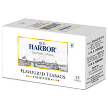 Load image into Gallery viewer, Old Harbor 25 Assorted Tea bags include Tulsi green tea, Lemon green tea, Mint green tea, Earl Grey tea &amp; Masala tea. All give a refreshing and rich aroma and many health benefits that one can enjoy.
